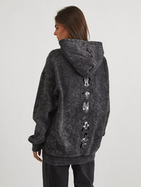 Disney Character Face Hoodie In Acid Wash Hoodies & Sweatshirts Skinnydip London