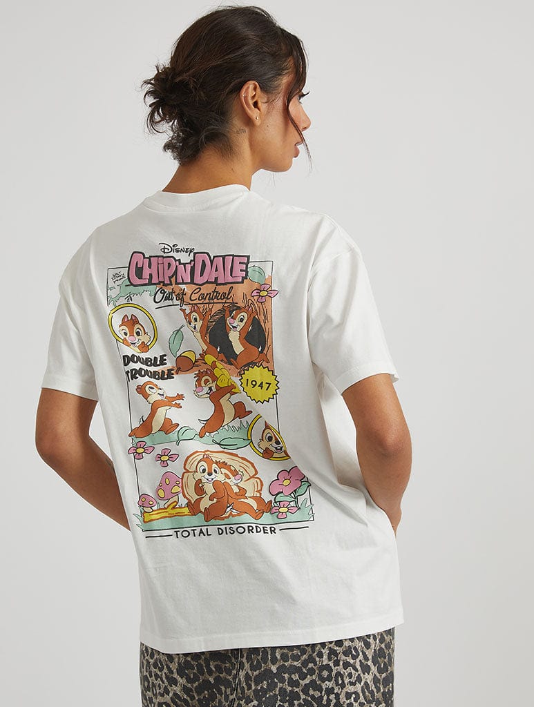 Disney Chip N Dale Double Trouble T-Shirt in Ecru Tops & T-Shirts Skinnydip London