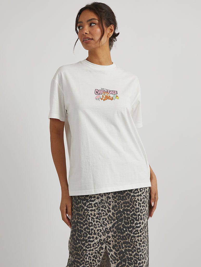 Disney Chip N Dale Double Trouble T-Shirt in Ecru Tops & T-Shirts Skinnydip London