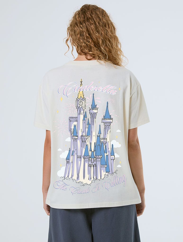 Disney Cinderella ‘The Castle Is Calling’ T-Shirt In White Tops & T-Shirts Skinnydip London