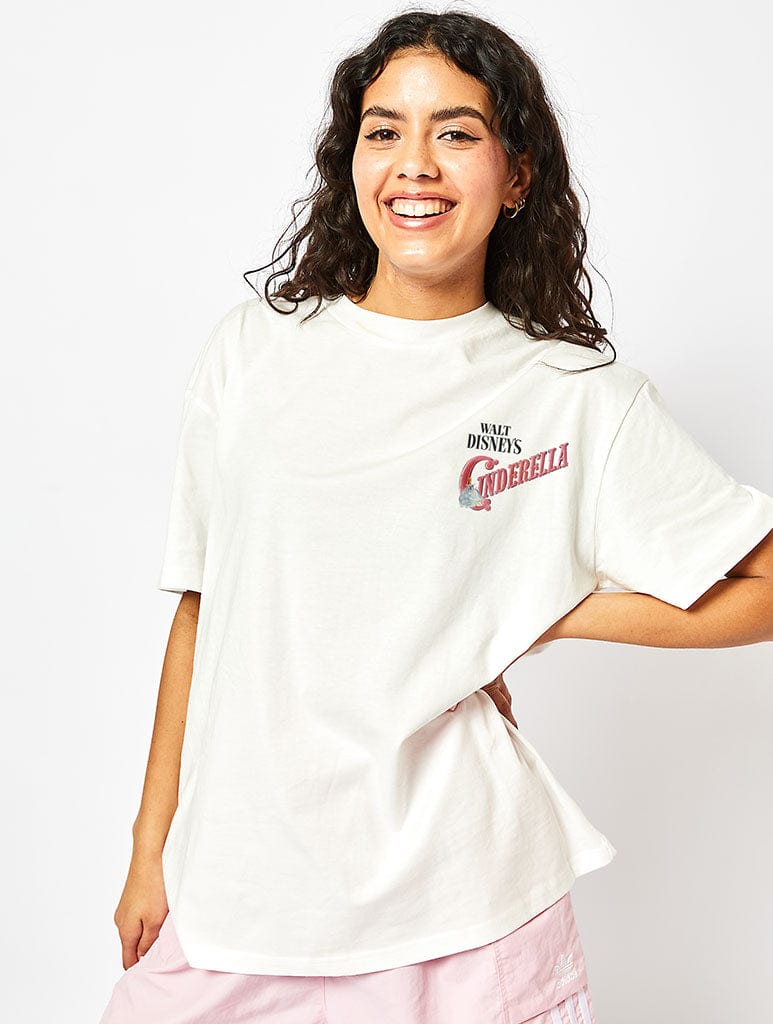 Disney Cinderella Vintage Poster T-Shirt In White Tops & T-Shirts Skinnydip London