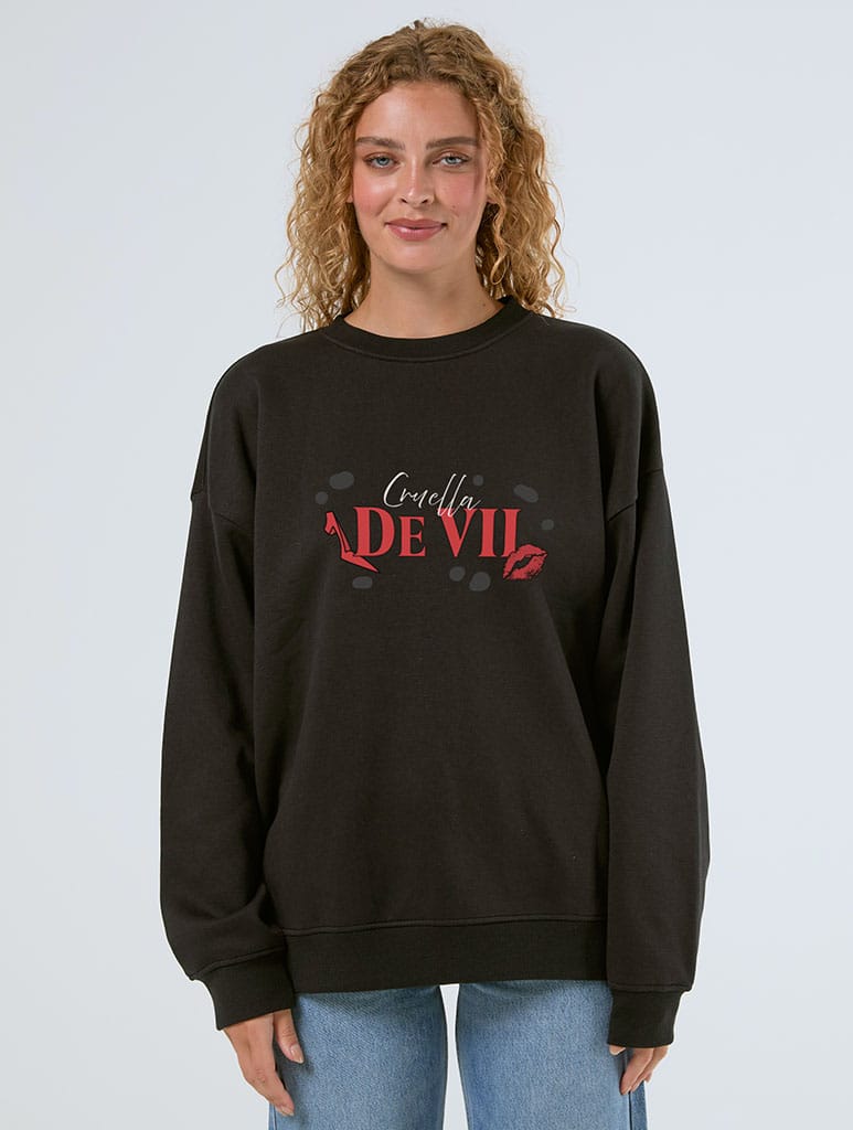 Disney Cruella De Vil Poster Sweatshirt In Black Hoodies & Sweatshirts Skinnydip London