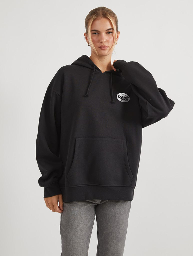 Disney Donald Duck Aw Nuts Hoodie In Black Hoodies & Sweatshirts Skinnydip London