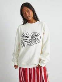 Disney Donald Duck Scribble Sweatshirt In White Hoodies & Sweatshirts Skinnydip London