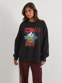 Disney Donald Duck Sweatshirt In Black Hoodies & Sweatshirts Skinnydip London