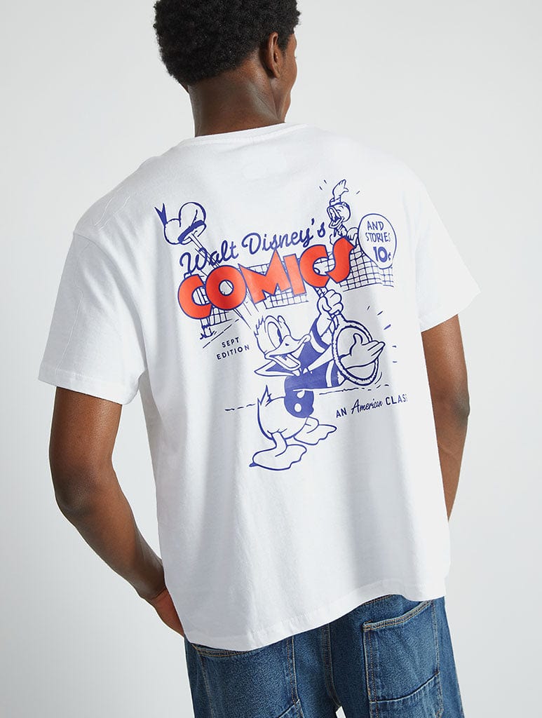 Disney Donald Duck Tennis T-Shirt In White Tops & T-Shirts Skinnydip London