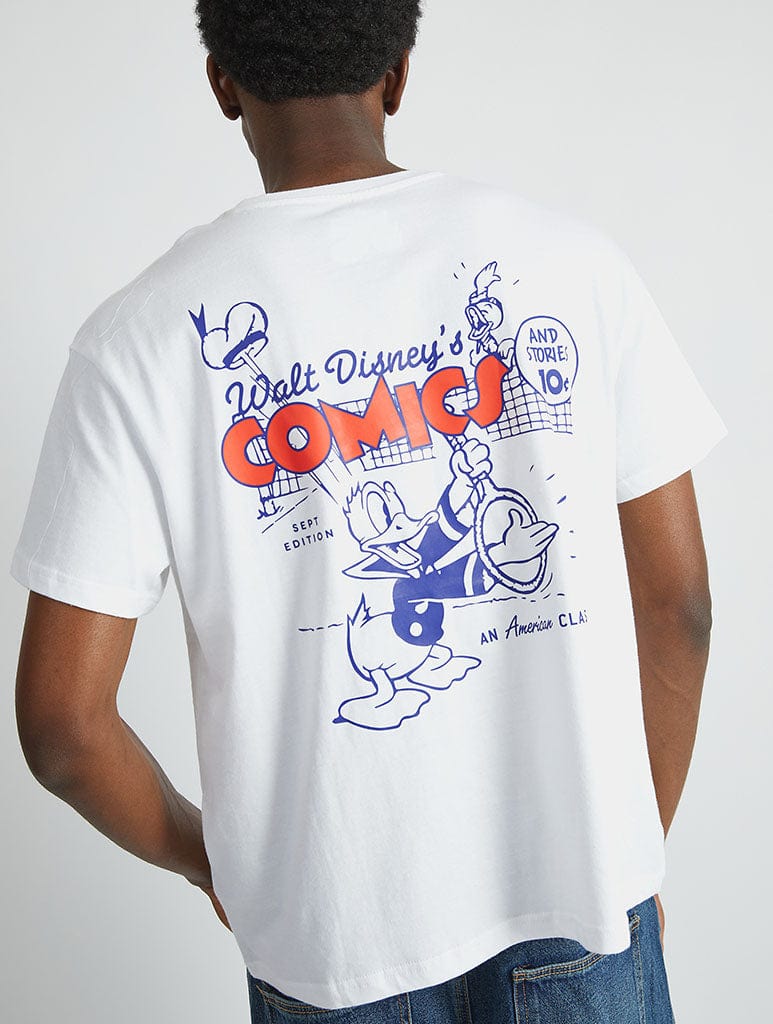 Disney Donald Duck Tennis T-Shirt In White Tops & T-Shirts Skinnydip London
