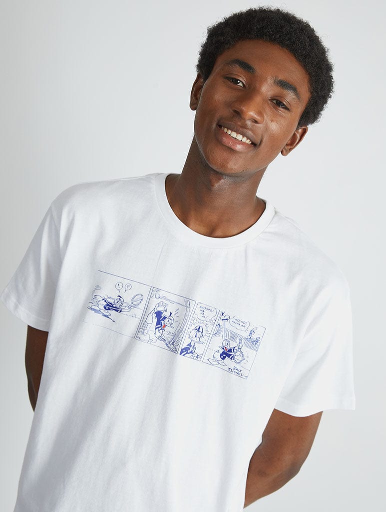 Disney Donald Duck Tennis T-Shirt In White Tops & T-Shirts Skinnydip London