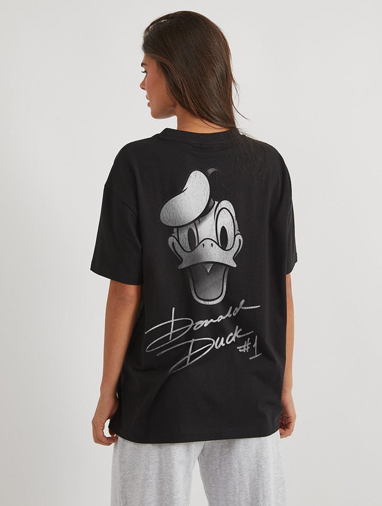Disney Donald Signed T-Shirt In Black Tops & T-Shirts Skinnydip London