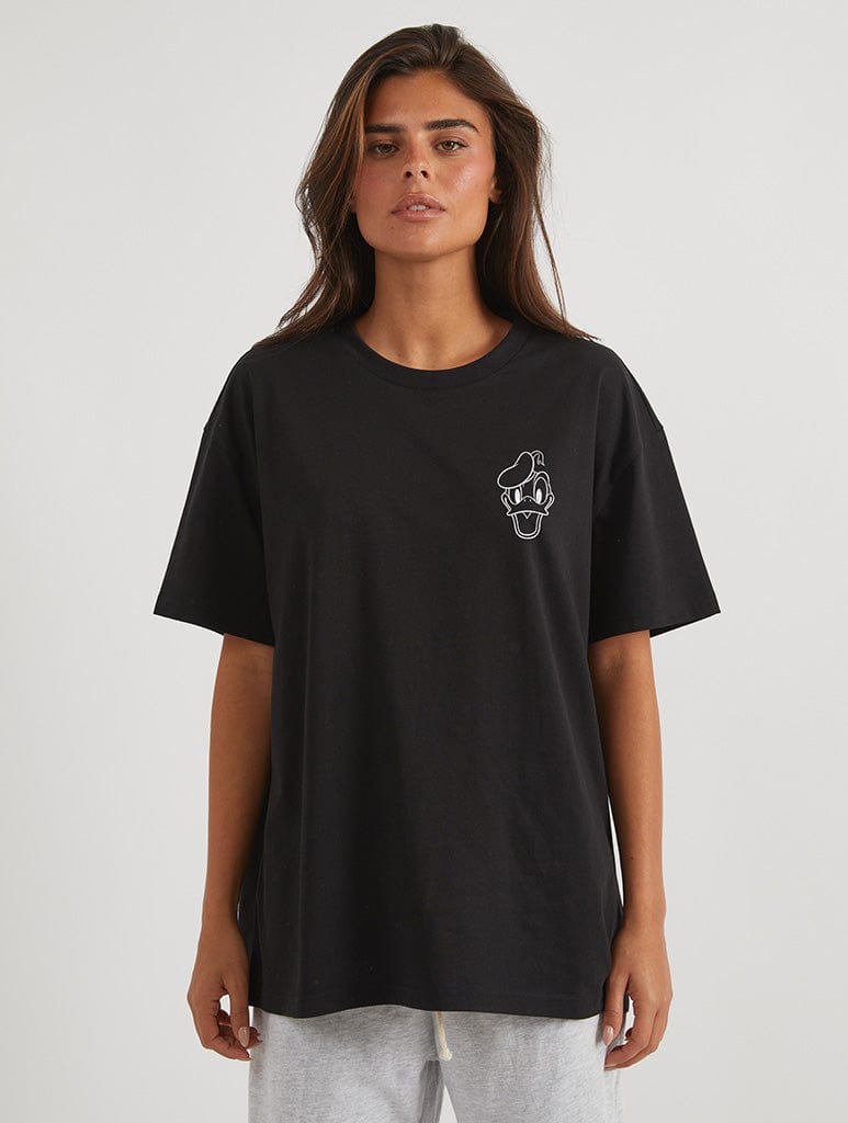 Disney Donald Signed T-Shirt In Black Tops & T-Shirts Skinnydip London