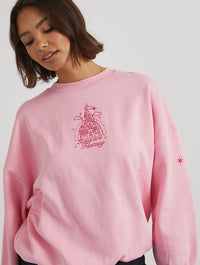Disney Embroidered Castle Sweatshirt in Pink Hoodies & Sweatshirts Skinnydip London