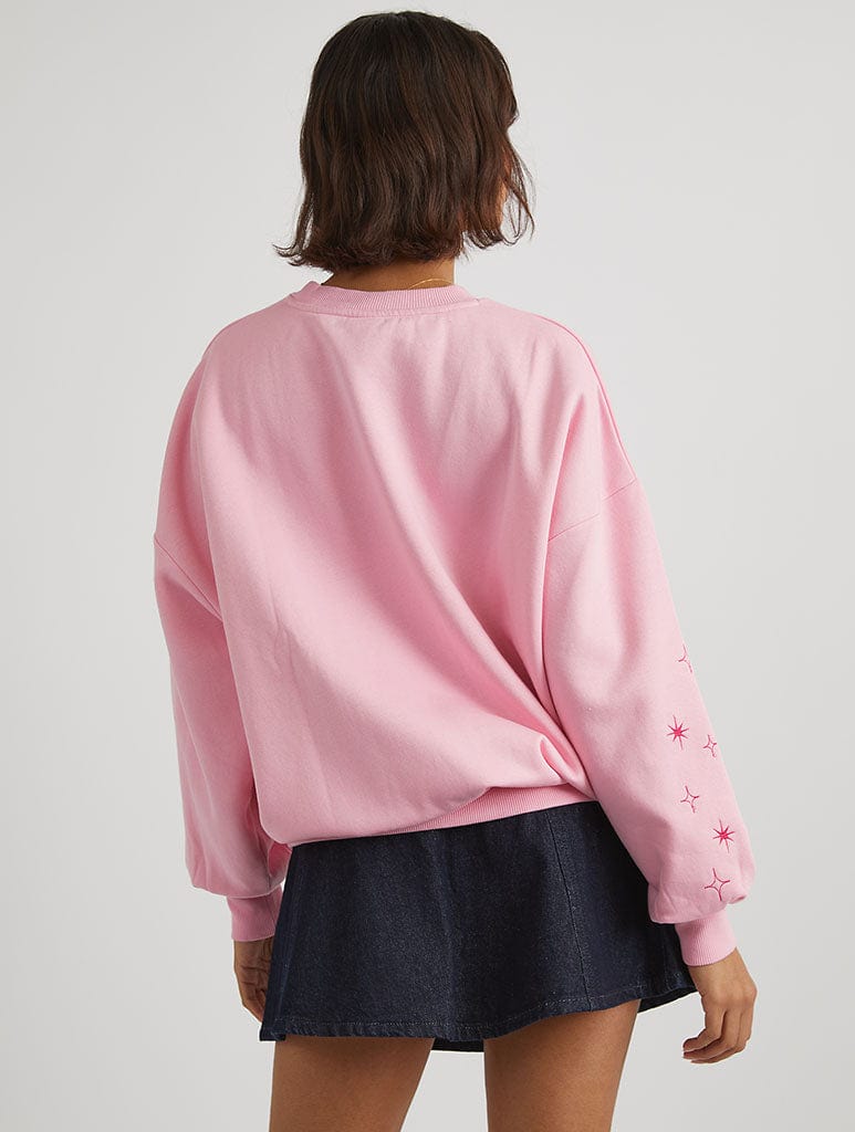 Disney Embroidered Castle Sweatshirt in Pink Hoodies & Sweatshirts Skinnydip London