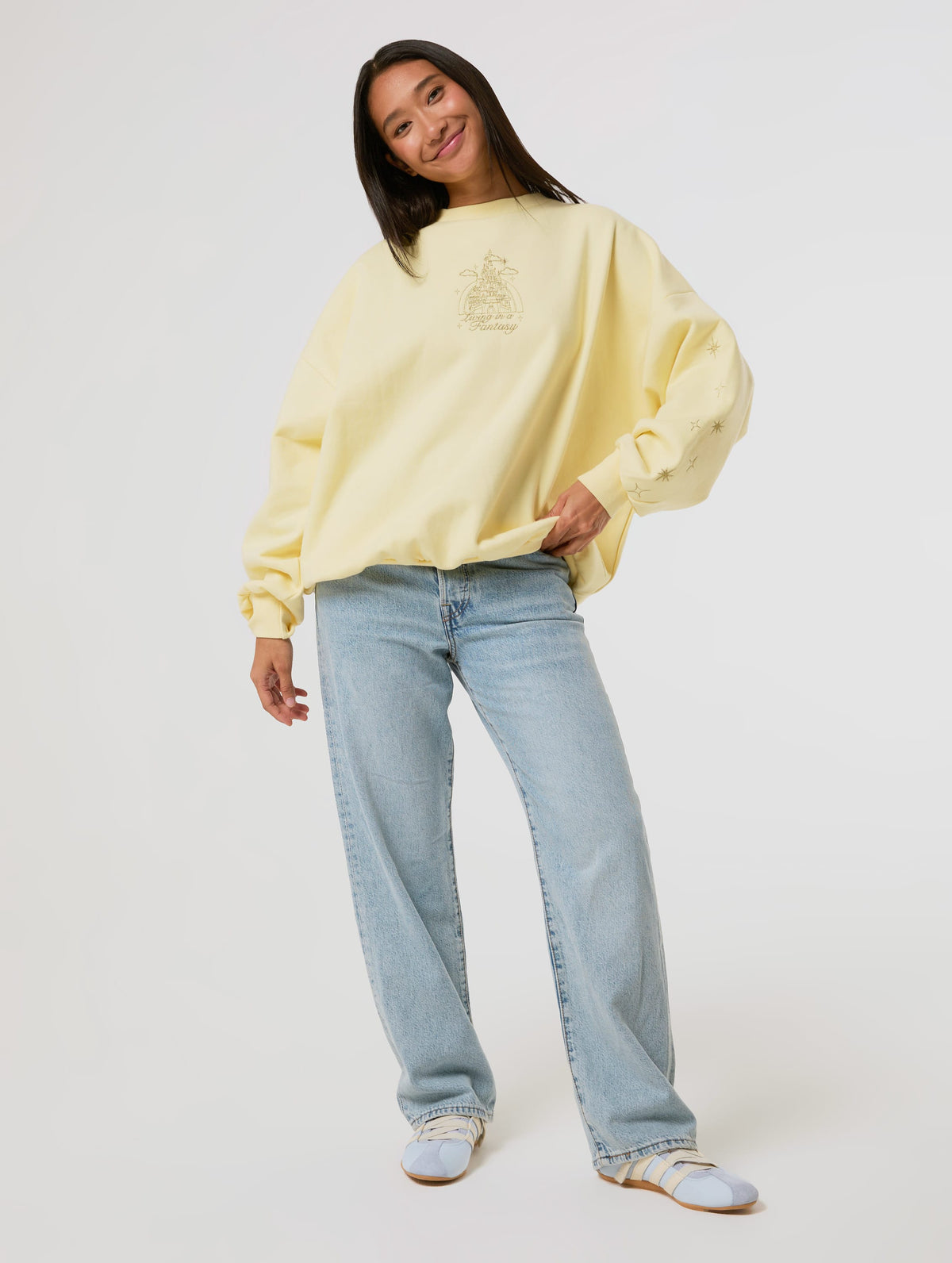 Disney Embroidered Yellow Castle Sweatshirt Hoodies & Sweatshirts Skinnydip London