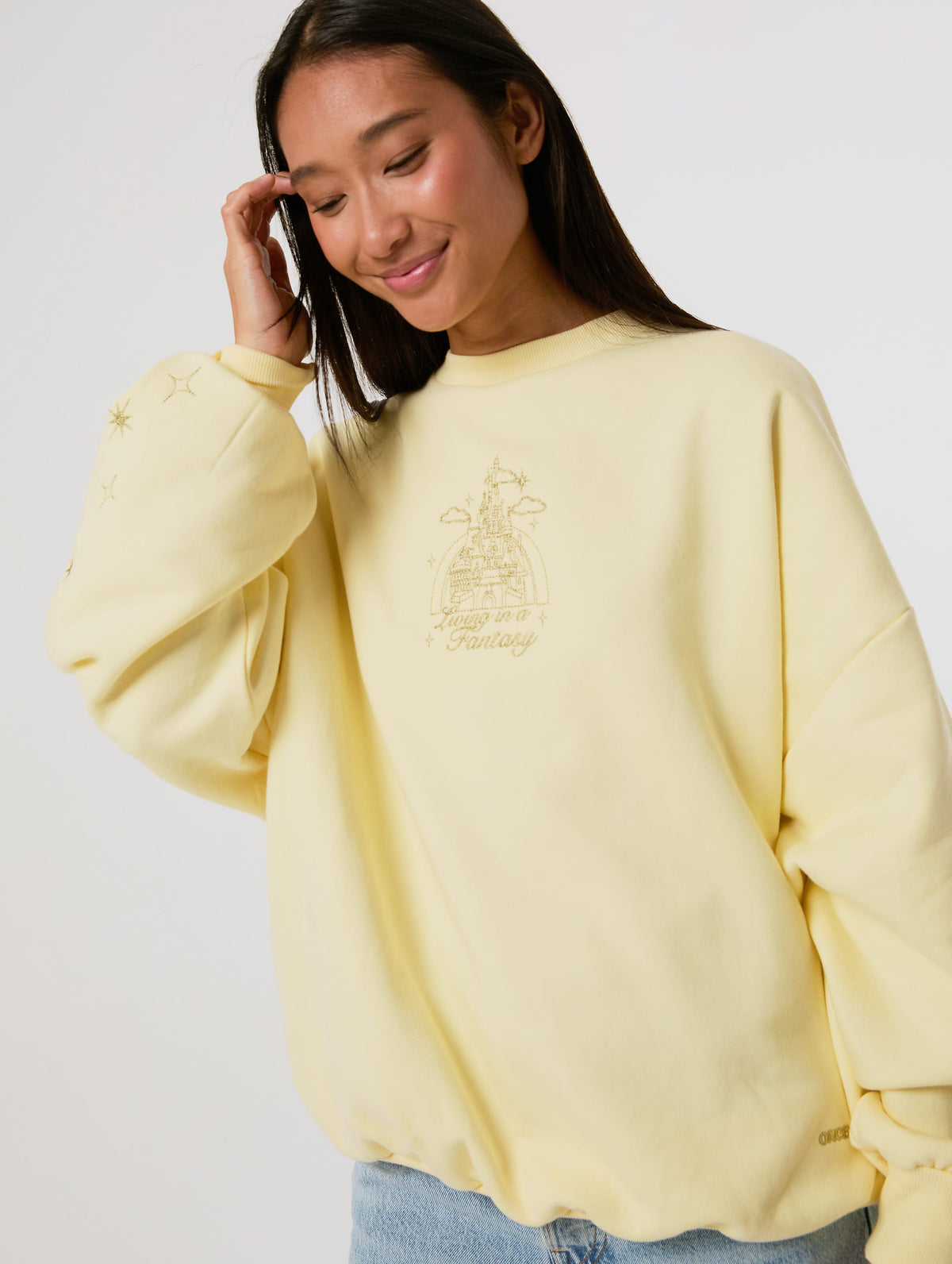 Disney Embroidered Yellow Castle Sweatshirt Hoodies & Sweatshirts Skinnydip London