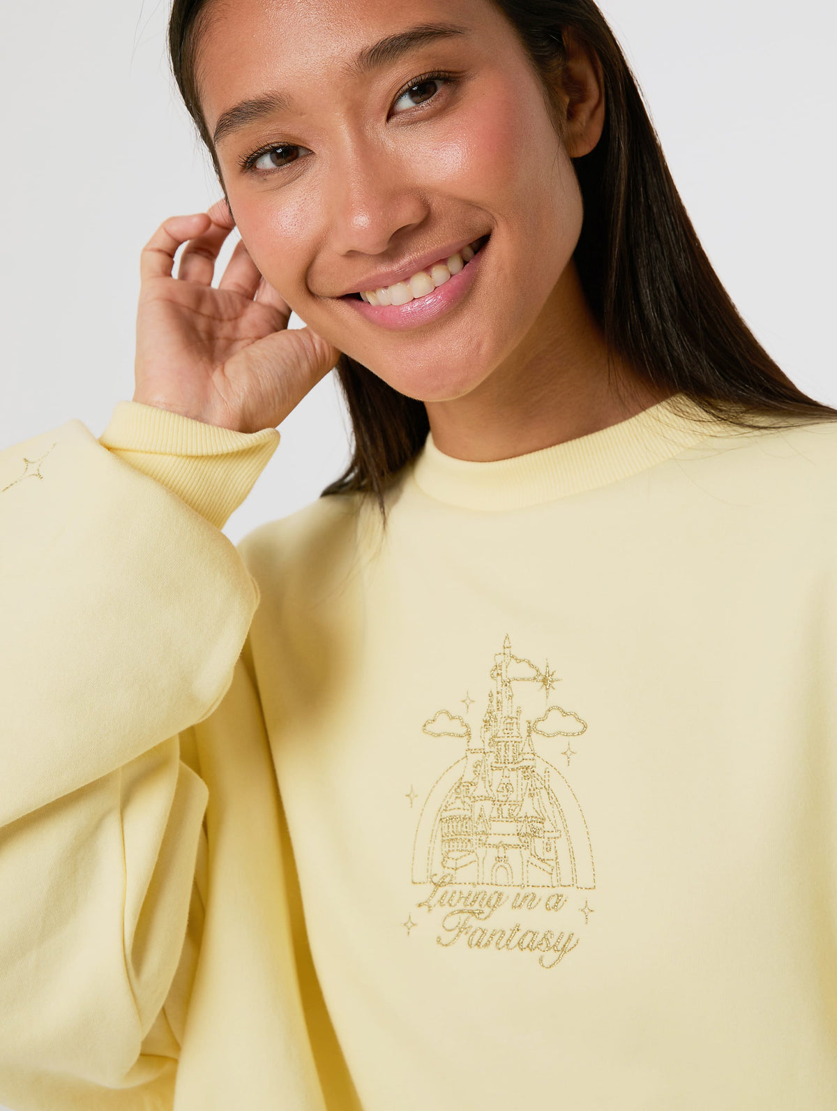 Disney Embroidered Yellow Castle Sweatshirt Hoodies & Sweatshirts Skinnydip London