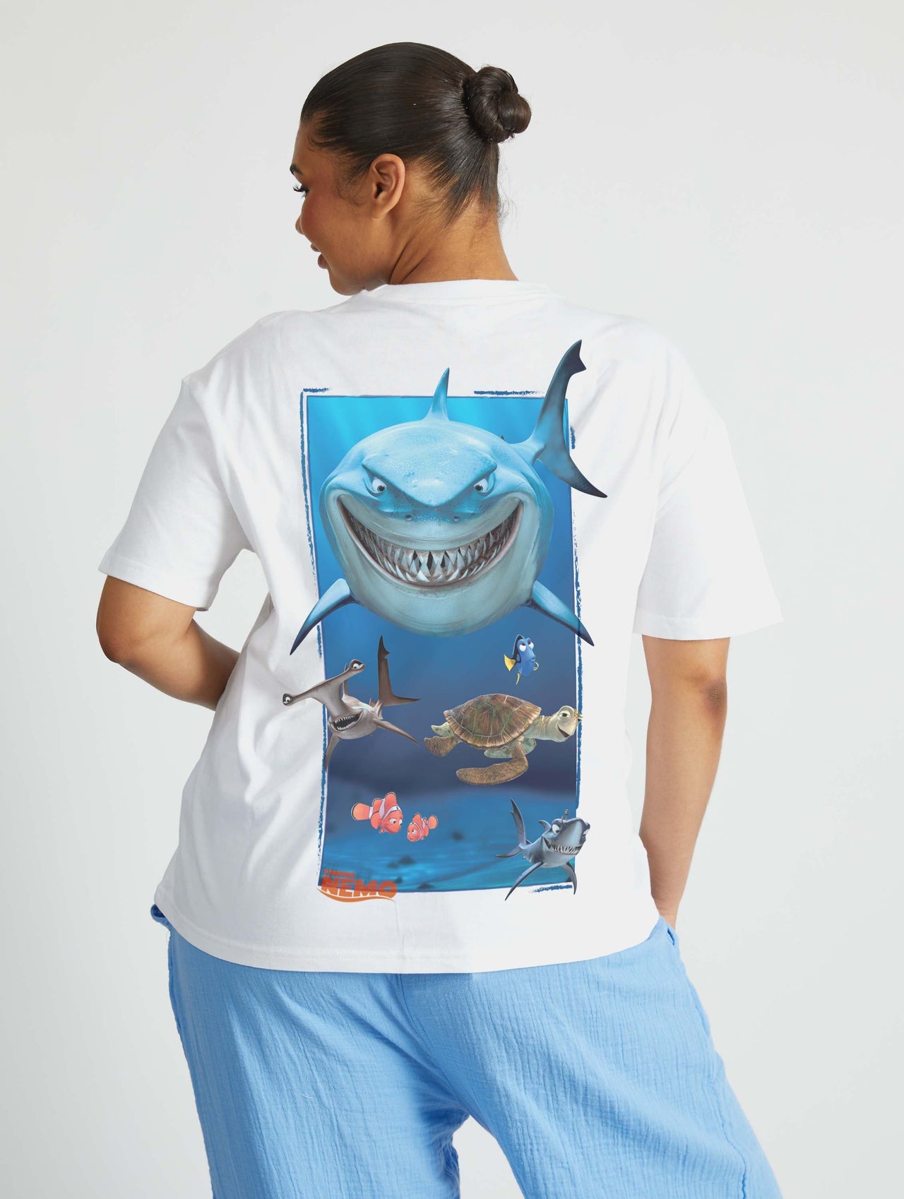 Disney Finding Nemo Shark Poster T-Shirt In White Tops & T-Shirts Skinnydip London