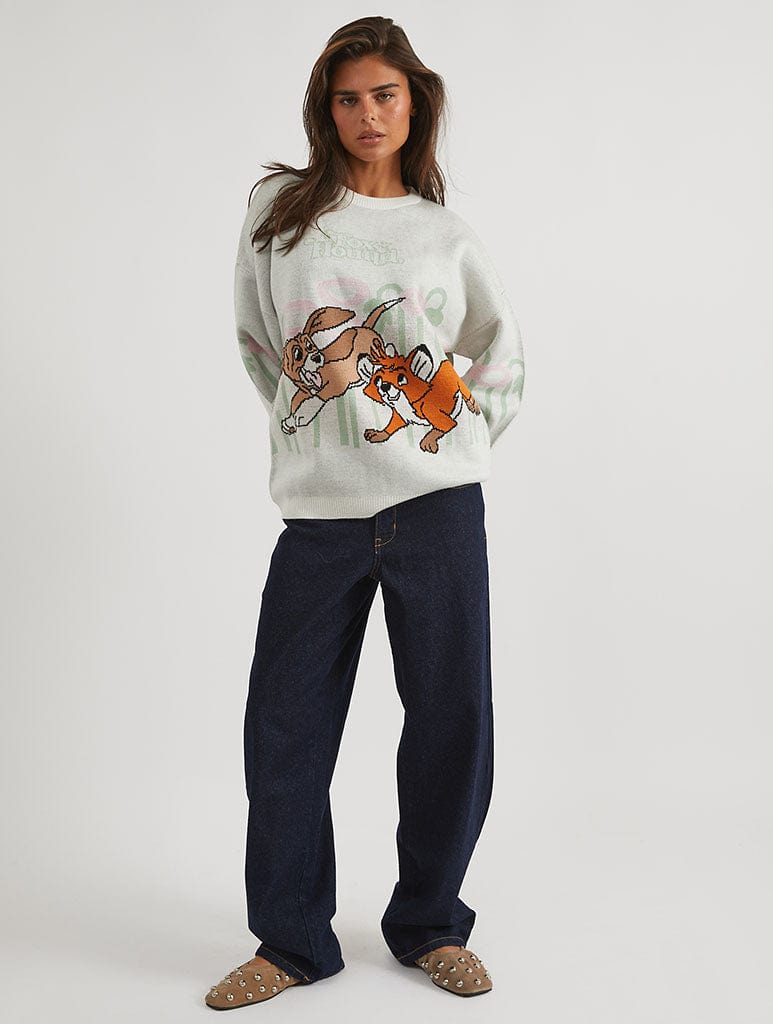 Disney Fox And The Hound Flower Knitted Jumper Jumpers & Cardigans Skinnydip London