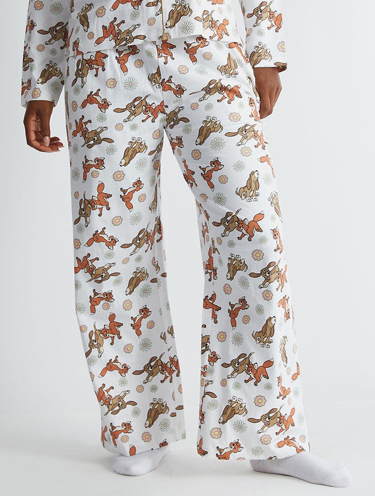 Disney Fox & the Hound Pyjama Set in Ecru Lingerie & Nightwear Skinnydip London