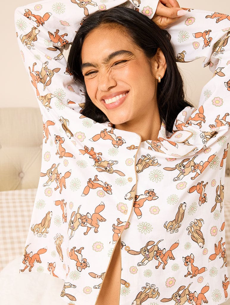 Disney Fox & the Hound Pyjama Set in Ecru Lingerie & Nightwear Skinnydip London