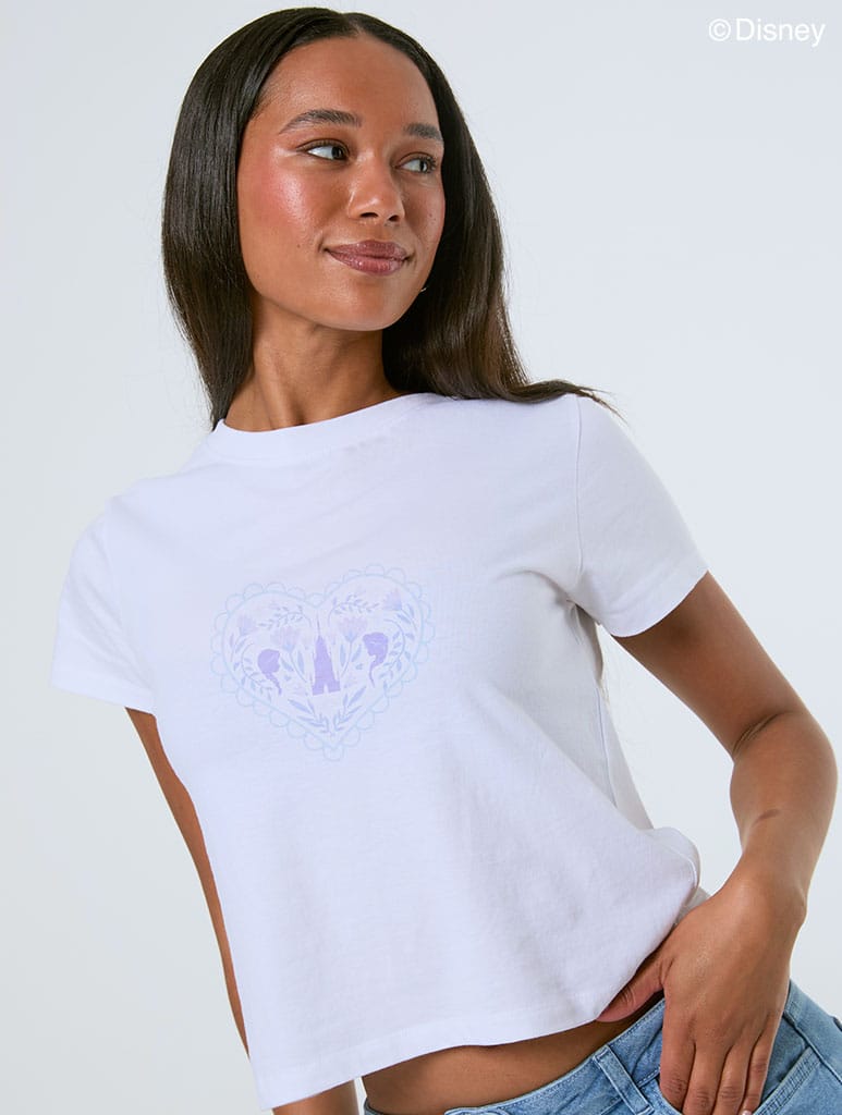 Disney Frozen Silhouette Baby T-Shirt In White Tops & T-Shirts Skinnydip London