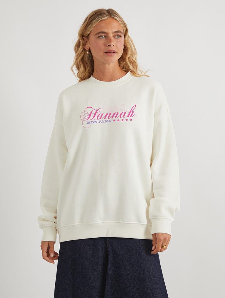 Disney Hannah Montana Poster Sweatshirt In White Hoodies & Sweatshirts Skinnydip London