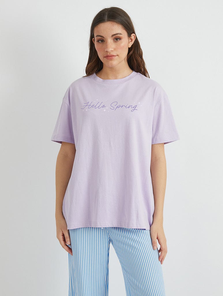 Disney Hello Spring T-Shirt In Lilac Tops & T-Shirts Skinnydip London