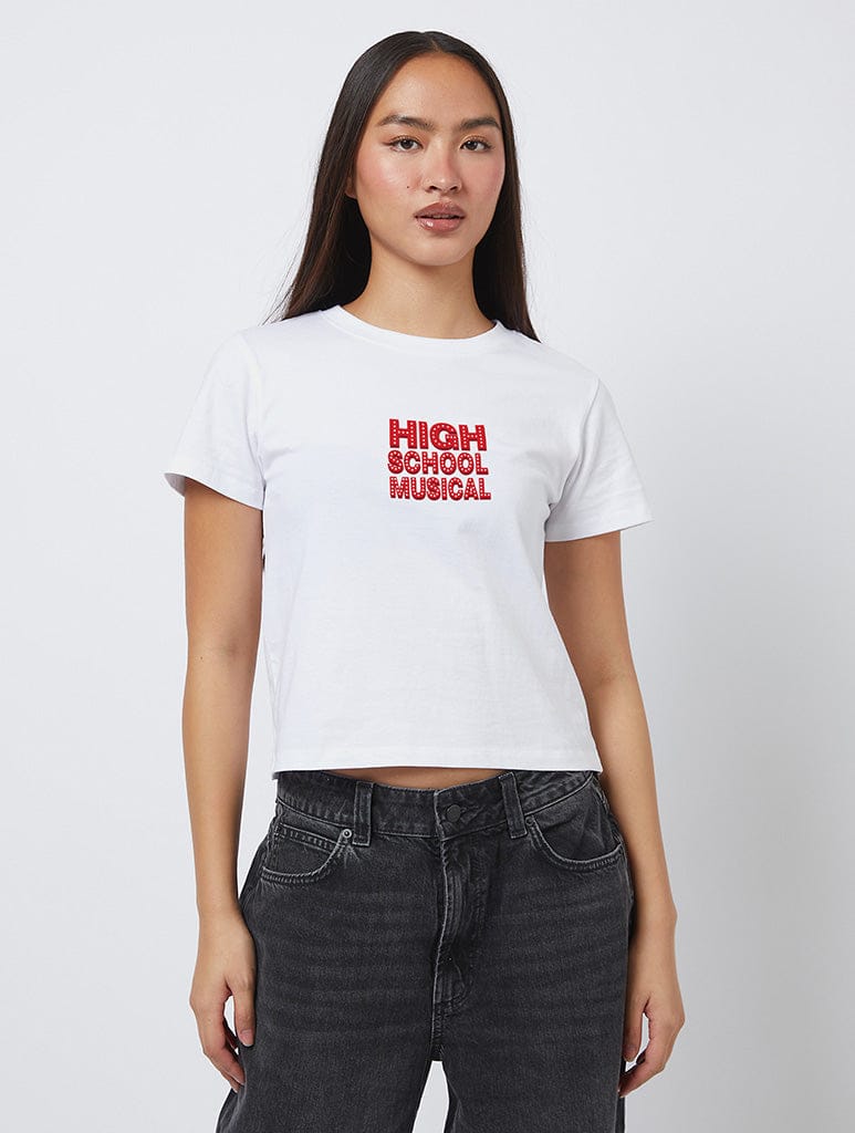 Disney High School Musical Baby Tee In White Tops & T-Shirts Skinnydip London