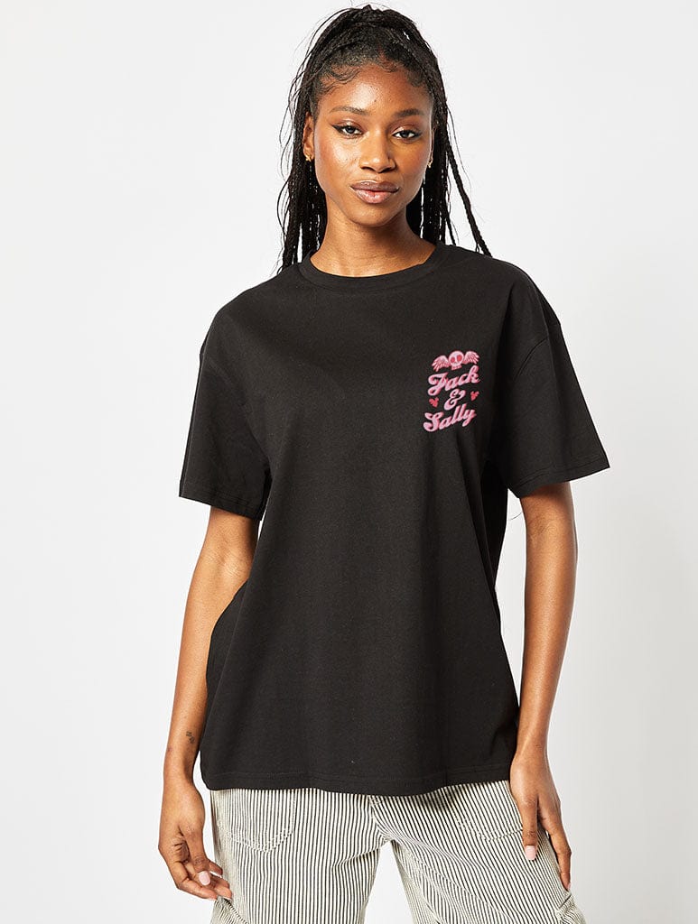 Disney Jack & Sally T-Shirt in Black Tops & T-Shirts Skinnydip London