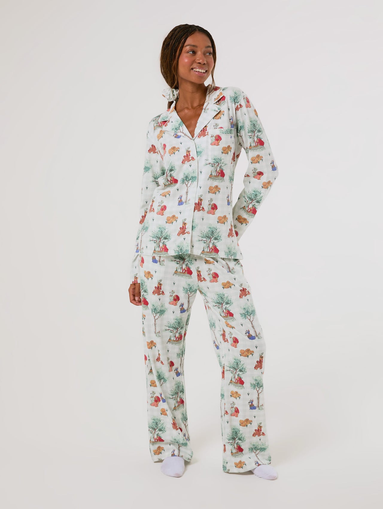 Disney Lady & The Tramp Check Pyjama Set with Scrunchie Lingerie & Nightwear Skinnydip London