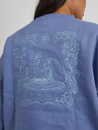 Disney Lady & The Tramp Timeless Love Vintage Sweatshirt in Blue Hoodies & Sweatshirts Skinnydip London