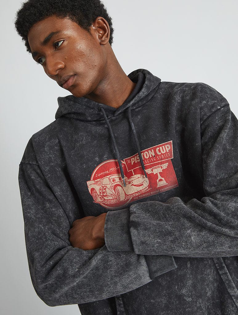 Disney Lightning McQueen Rust-Eze Hoodie In Acid Wash Hoodies & Sweatshirts Skinnydip London