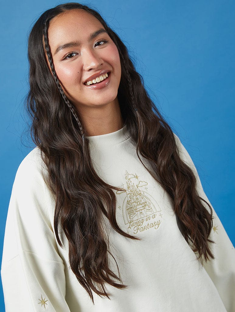 Disney Living in A Fantasy Gold Embroidered Sweatshirt Hoodies & Sweatshirts Skinnydip London