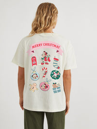 Disney Mickey And Minnie Be Merry T-Shirt in White Tops & T-Shirts Skinnydip London