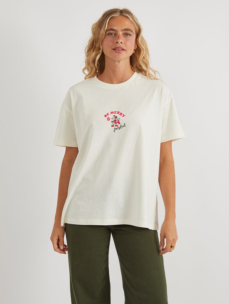 Disney Mickey And Minnie Be Merry T-Shirt in White Tops & T-Shirts Skinnydip London