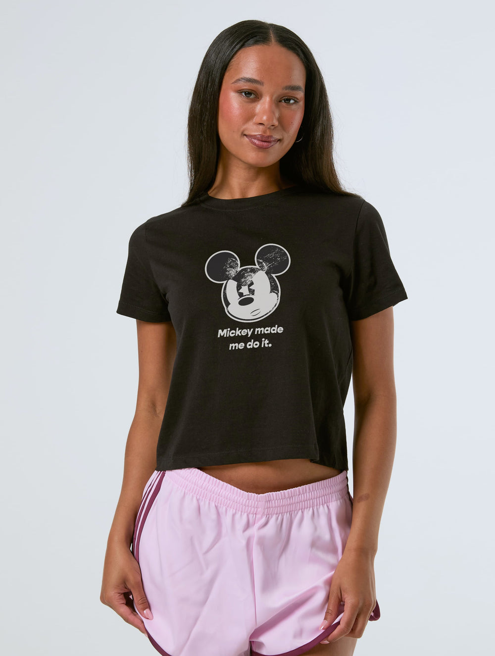 Disney Mickey Made Me Do It Baby T-Shirt In Black Tops & T-Shirts Skinnydip London