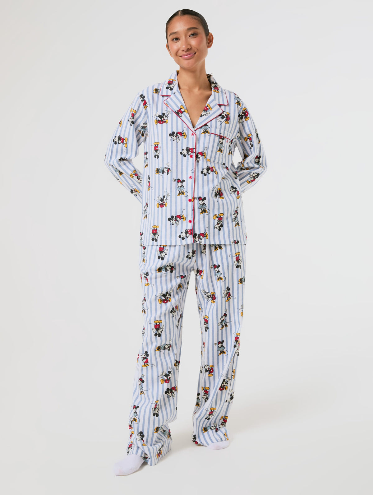 Disney Mickey & Minnie Stripe Pyjama Set with Scrunchie Lingerie & Nightwear Skinnydip London