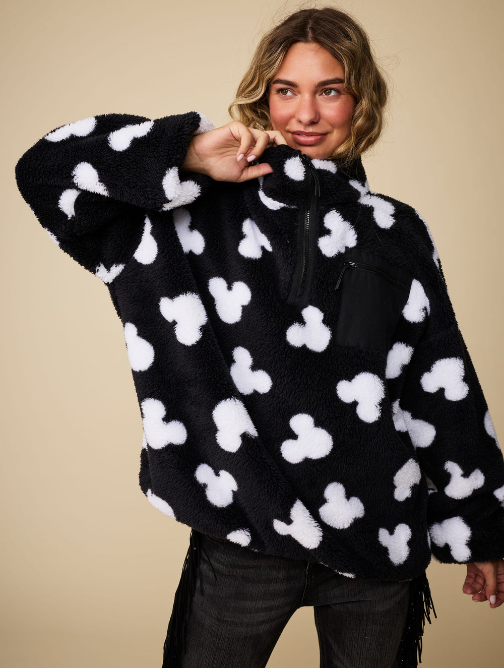Disney Mickey Mouse Black Fleece Jacket Clothing : Jacket : Outerwear Skinnydip London