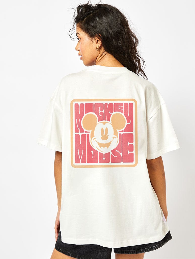 Disney Mickey Mouse Funky Unisex T-Shirt In Ecru Tops & T-Shirts Skinnydip London