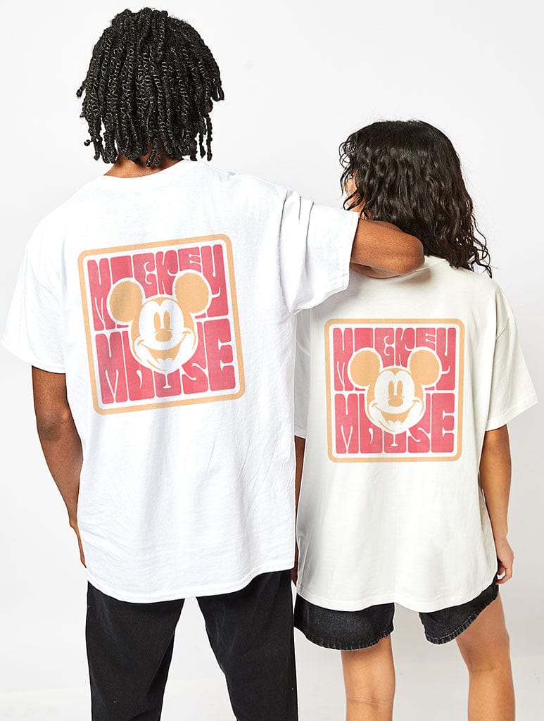 Disney Mickey Mouse Funky Unisex T-Shirt In Ecru Tops & T-Shirts Skinnydip London