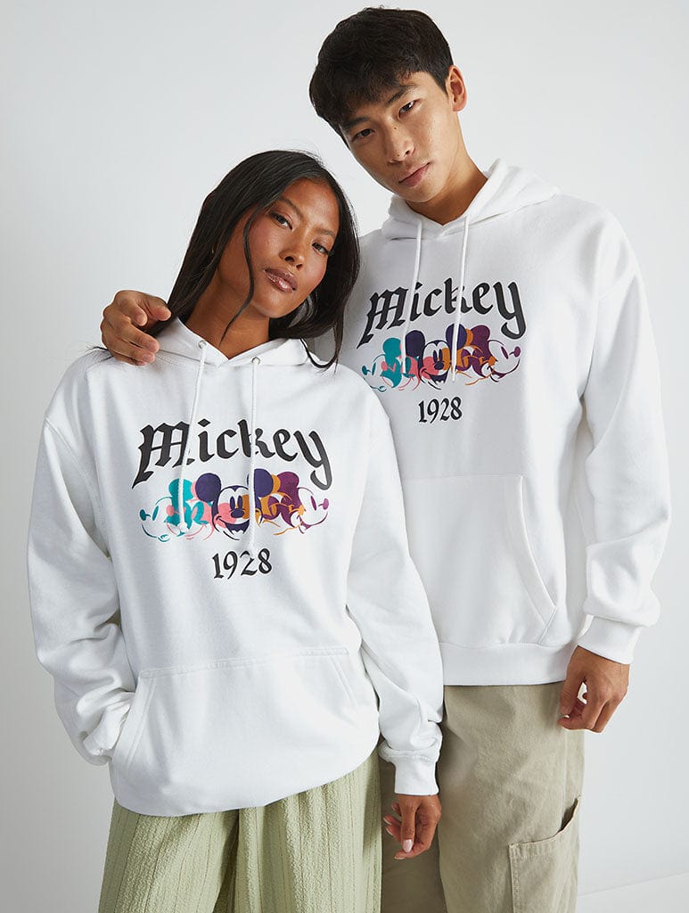 Disney Mickey Mouse Gothic Hoodie In White Hoodies & Sweatshirts Skinnydip London