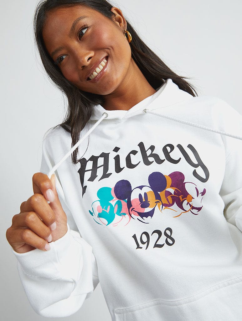 Disney Mickey Mouse Gothic Hoodie In White Hoodies & Sweatshirts Skinnydip London