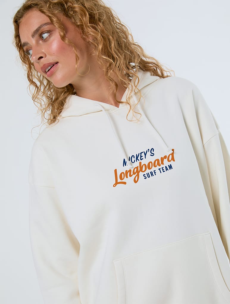 Disney Mickey Mouse Surf Hoodie In White Hoodies & Sweatshirts Skinnydip London