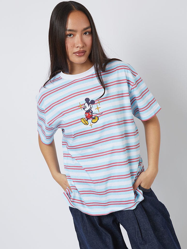 Disney Mickey Striped T-Shirt Tops & T-Shirts Skinnydip London