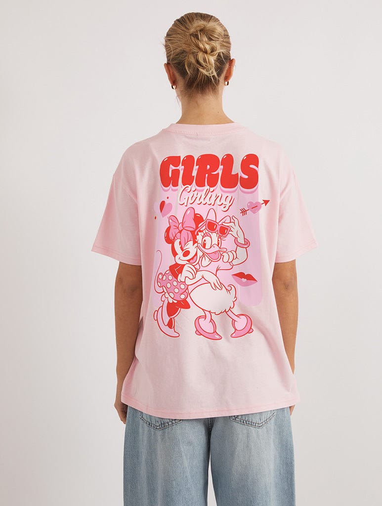 Disney Minnie Mouse and Daisy Duck Galentine's T-Shirt In Pink Tops & T-Shirts Skinnydip London