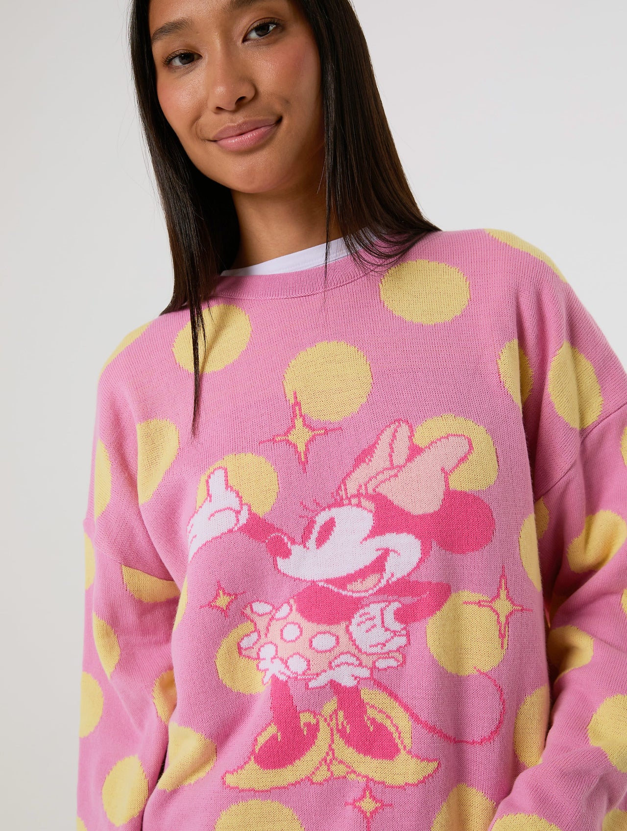 Disney Minnie Mouse Pink Polka Dot Knitted Jumper Jumpers & Cardigans Skinnydip London