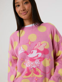 Disney Minnie Mouse Pink Polka Dot Knitted Jumper Jumpers & Cardigans Skinnydip London