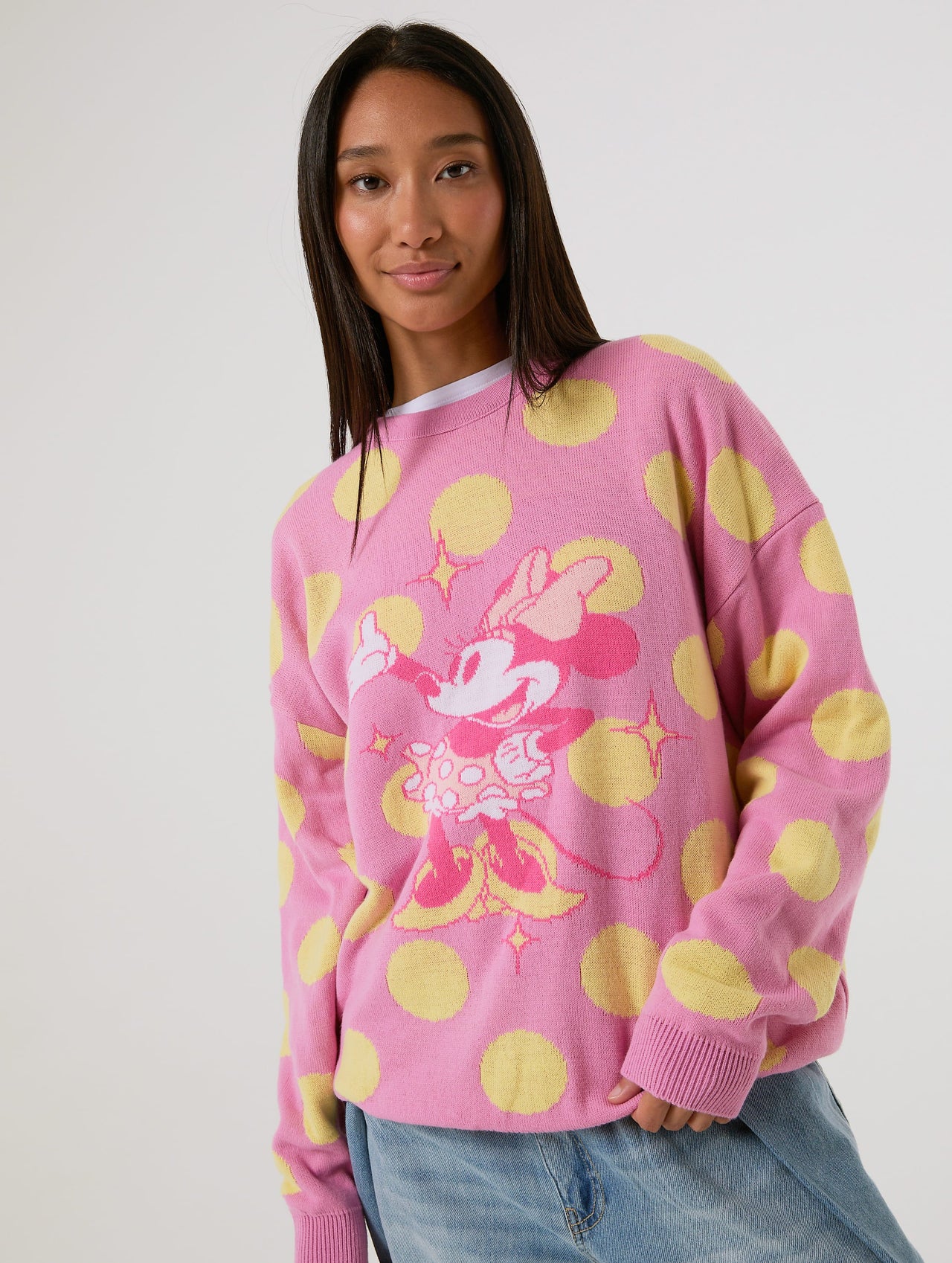 Disney Minnie Mouse Pink Polka Dot Knitted Jumper Jumpers & Cardigans Skinnydip London