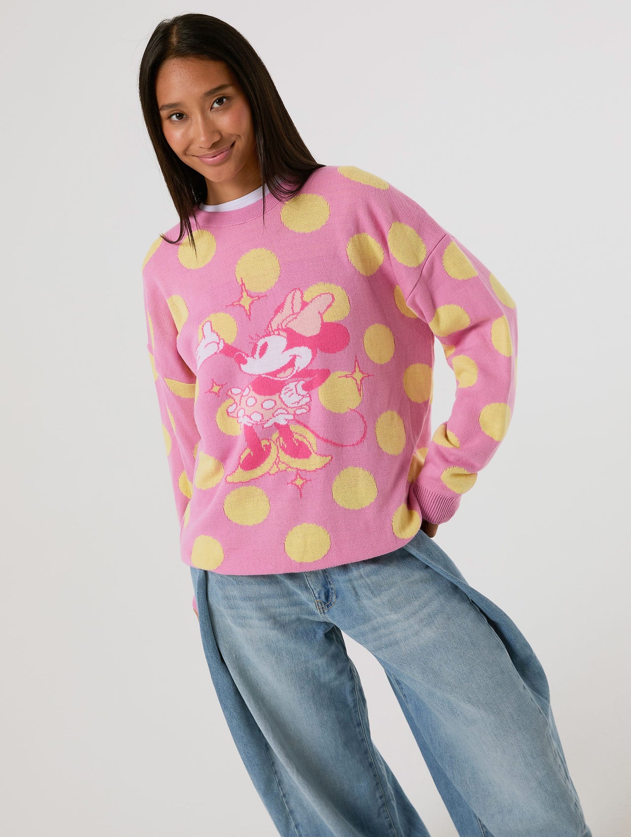 Disney Minnie Mouse Pink Polka Dot Knitted Jumper Jumpers & Cardigans Skinnydip London