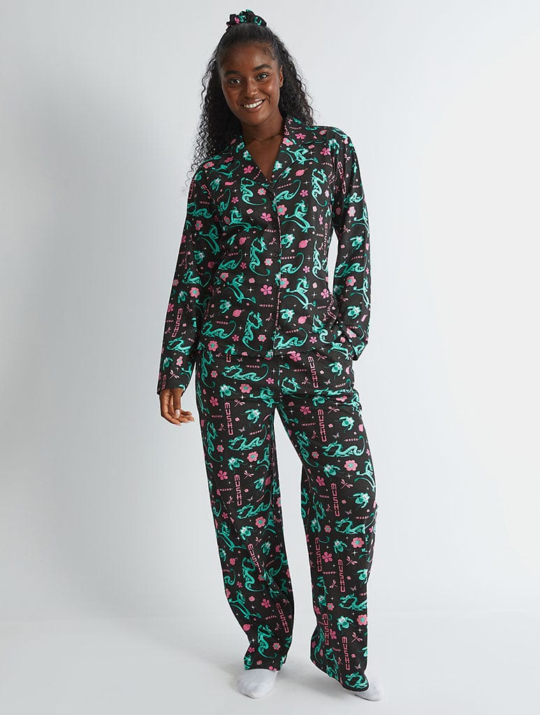 Disney Mushu Pyjama Set in Black Lingerie & Nightwear Skinnydip London