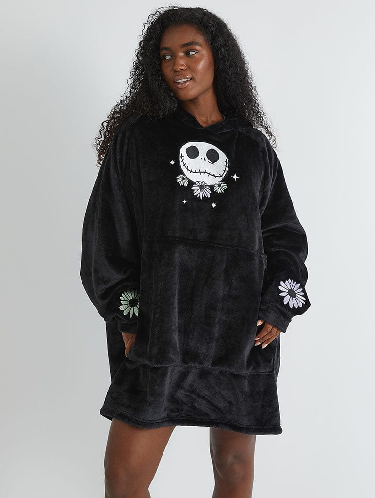 Disney Nightmare Before Christmas Embroidered Blanket Hoodie Lingerie & Nightwear Skinnydip London